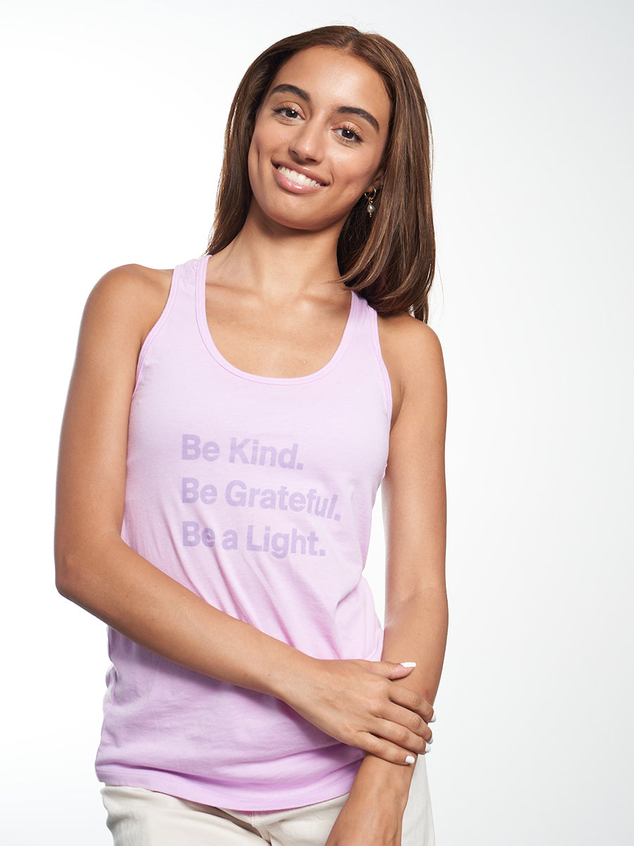 Gratitude Lilac Be a Light Racerback