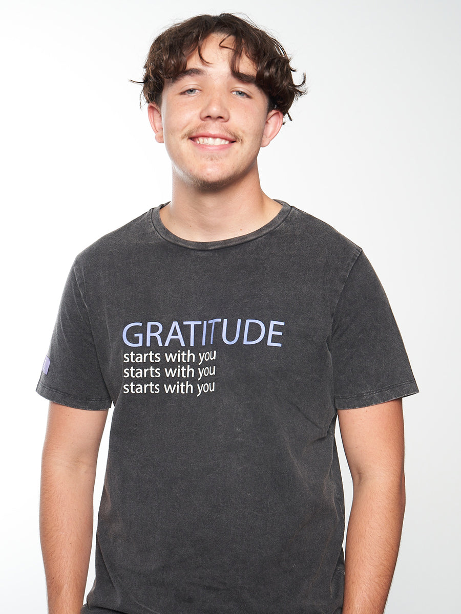 Gratitude Starts with You Repeating Gray Tshirt