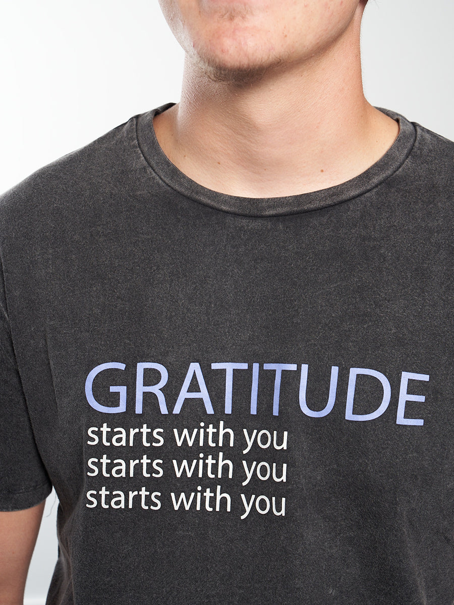 Gratitude Starts with You Repeating Gray Tshirt